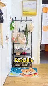 LOOGU 5 Layers Hanger Bedroom Floor Simple Coat And Hat Rack Multifunctional Shoe Rack Organizer