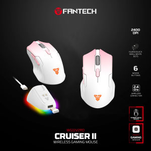 Fantech | FANTECH CRUISER II WG11V2RD Office Mice Wireless Mouse 70h Use Time 3 Million Clicks 6 Macro Switch Pixart 3212 2400DPI RGB Mice