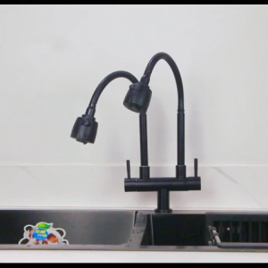 JUNMO 304 Stainless Steel Kitchen Faucet Single Cold 360 Degree Rotation Double Outlet