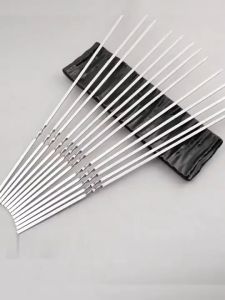 Tusuk Sate BBQ Pemanggang Kambing Ayam Sosis Barbeque Stainless Steel Tusukan Sate Ujung Lancip Ulir Anti Karat Food Grade