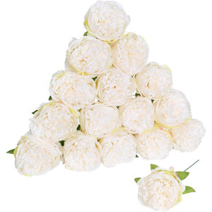 3/5/10Pcs 20cm Peony Artificial Flowers Heads With Stem for Home Room Decor Wedding Decoration DIY Craft Wreath Gifts Accessory