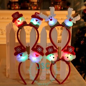Christmas Party LED Headband Xmas LED Lights Hair Bands Xmas Santa Snowmen Hair Hoop Twinkling Headwear Cute Flashing CHRISTMAS Headband LED Headwear
