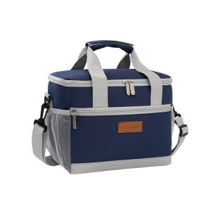 Insulated Picnic Bag Double Compartment Large Capacity Portable Handheld Shoulder Tote for Camping Hiking Outdoor Food Storage