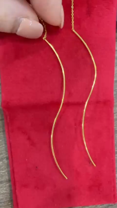 Poh Heng Jewellery 22K Freestyle Curved Bar Threader Earrings in Yellow Gold[Price By Weight]
