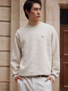 Jack Jones | Autumn Pure Color Textured Knitted Embroidered Chest Versatile Sweater