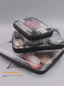 Pet Hard Plastic Transparent Waterproof Anti-Extrusion Collision Storage Box Cosmetic Case Travel Cosmetic Bag Toiletry Bag