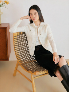 Winter Pearls Decorated Pure Merino Wool Cardigan