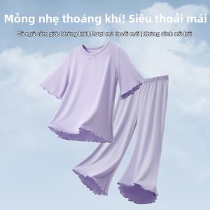 YINGXIAOYA | Đồ Ngủ Trẻ Em Gái Mùa Xuân Hè Chất Liệu Modal Tay Bồng
