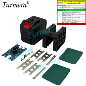 Turmera 20V A3 Screwdriver Battery Case 10X 15X 20X 18650 Battery Holder with 90A BMS for Replace 18V 21V Power Tool Drill Use
