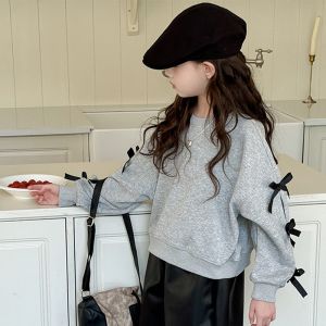 LIREGONGZHU | Short Stylish Grey Childrens Hoodie Spring Autumn