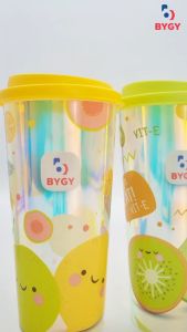 Botol Minum Hologram Fruitamin Tumbler 450ml Wadah Minuman Cantik Motif Buah Sebarguna