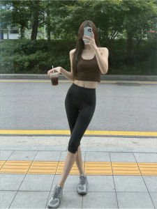 V.C.I | Elastic Side Slit Yoga Riding Tights 7/8 Capri Pants