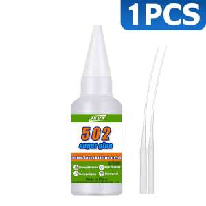 JXVX 50g 502 Super Plastic Glue Professional Adhesive Transparent Cyanoacrylate Glue Fast Drying Odorless Long Lasting Bonding Acrylic DIY Crafts Electronics PVC ABS 1-3pcs.