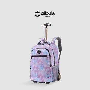 Large Capacity Dual-purpose Rolling School Bag for 6-12 Year Olds