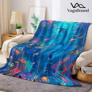 Ocean Dolphin Flannel Blanket Warm Soft Halloween Christmas Decorative Couch Warm Cozy All-Season Gift