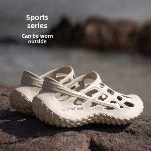 Youth Trendy Thick Bottom Sandals Mens Summer Outdoor Sports Beach Shoes Wear Resistant Rubber Sole Hollow out Design