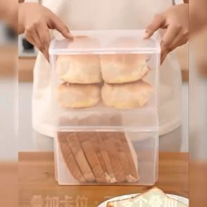 【SG Dliver】Bread Toast Storage Box Refrigerator Food Preservation Box Transparent with Lid Kitchen Food Organizer Box