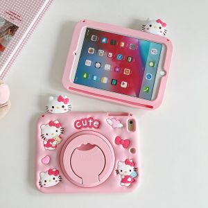 【Hot】Portable 360 Rotating Holder 3D Kitty Pen Slot Silicone+PC Tablet Protective Case For Samsung Tab T290/295(8inch) A7 Lite(8.7inch) A8(10.5inch) A9(8.7inch) A9+(11inch) Series
