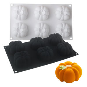 6 Cavity Golden Petal Pumpkin Mousse Silicone Mold Halloween Pumpkin Cake Mold Chocolate French Pastry Baking Mold