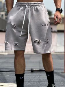 JSGJ | Hole Distressed American Hip Hop Style Cotton Mens Sports Shorts