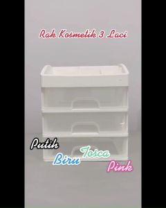 RAK KOSMETIK MULTIFUNGSI 3 LACI / RAK KOSMETIK 3LACI / RAK KOSMETIK 3SUSUN /RAK MAKE UP 3LACI