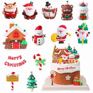 2025 Christmas Cake Topper Hanging Ornaments Santa Claus Tree Designs Cupcake Decor 2026 New Year Gift Festive Holiday Supplies