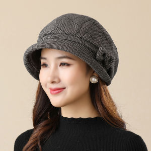 Elegant Womens Beret Hat With Bow Autumn Winter Short Brim Beanie Stylish & Warm Casual Headwear For Women Mothergift New