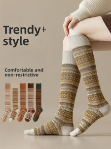 MiiOW | Warm Retro Style Womens Leggings Socks Mid-calf Thick Cotton Socks For Autumn Winter Pressure Slimming Stockings