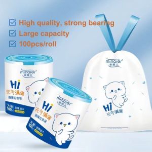 50/100pcs Drawstring Garbage Bag Thickened Automatic Closing Kitchen Trash Bag Amazingland