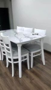 BÀN ĂN GỖ GIẢ ĐÁ TRẮNG + 6 GHẾ CABIN NỆM CHÍNH HÃNG - BẢO HÀNH 12 THÁNG - Thương Hiệu Ngọc Mai Furniture