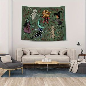 VIKAMA Fantasy Forest Tapestry Cartoon Star Ring Effect Childrens Room Magic Wall Theme Fairy Tale Style Living Room Decor