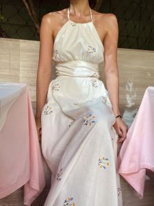 Váy Đi Biển Mùa Hè Cho Nữ Váy Midi Chữ a Không Tay Họa Tiết Hoa Cổ Chữ V Váy Bohemian Ngọt Ngào Váy Du Lịch