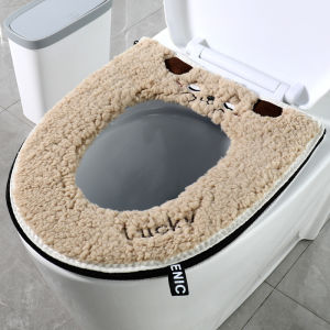 Đệm Bồn Cầu Bằng Vải Nỉ Dày Chống Thấm Nước Có Khóa Kéo Dùng Cho Gia Đình Bốn Mùa Đệm Bồn Cầu Mềm Mại Dễ Thương