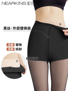 Black Lace Pantyhose Thin Leggings Womens Spring Autumn Replaceable Outer Layer Special Black Stockings Double Layer Removable