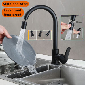 360° Rotatable Kitchen Faucets Stainless Steel Faucet Rust-proof Bathroom Anti-leak Water Saving Faucet Easy Install Tap