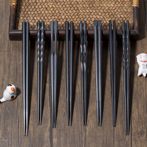 Japanese Style Alloy Chopsticks Anti-Slip Sharp Tip Set High Temperature Resistant Disinfection Mold Proof Restaurant Commercial Use 10 Pairs