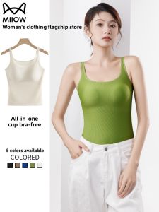 Miiow | Slim Fit Backless Bralette Womens Base Tank Top With Chest Pad No Bra Required Summer Commute Style Nylon Spandex Blend