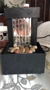 Tabletop Feng Shui Meditation Waterfall Fountain LED Light for Indoor Home Office Decoration