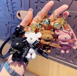 New Cartoon Resin Wool Bear Keychain Creative Cute Fashion Couple Accessories Handbag Pendant Gift