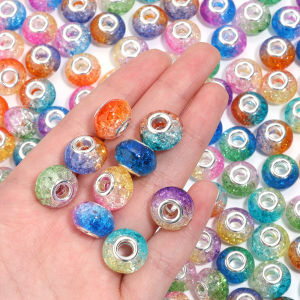20pcs/lot Resin Round Beads Gradient Color 15mm Large Hole Loose Spacer Beads For Jewelry Making Bracelet Necklace Accessories