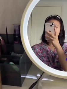  Makeup Mirror LED Light Vanity Mirror With LED Light Mirror Desktop Makeup Mirror Stand Round Mirror For Bedroom