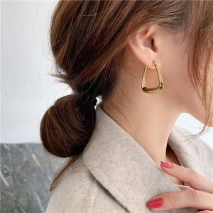 French Style Titanium Steel Gold Plated Geometric U-Shaped Earrings Fashionable Minimalist Retro Trendy Jewelry Accessories