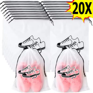 20 ชิ้น ถุงเก็บรองเท้า / ถุงจัดระเบียบชุดชั้นในเสื้อผ้าพกพาสำหรับการเดินทาง / ถุงเชือกรูดใสฝ้า / ถุงใส่รองเท้ากันน้ำกันฝุ่น / ถุงเชือกรูดใส่เสื้อผ้าสำหรับการเดินทาง