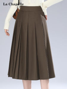 La Chapelle Autumn 2025 High Waist A-Line Skirt Elegant College Style Pleated Midi Skirt Beautiful Half-length Skirt
