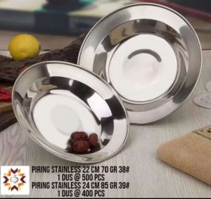 1 LUSIN Piring Makan Stainless Steel uk 22cm & 24cm Bahan Tebal dan Higienis