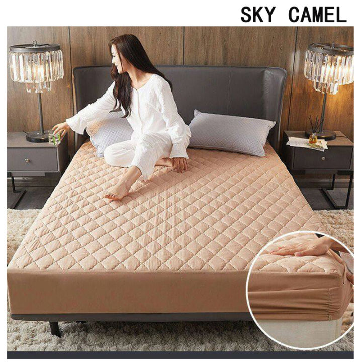 100% Waterproof Mattress Cover Fitted Bedsheet Breathable Mattress  Protector Cover Non-slip Lazada PH