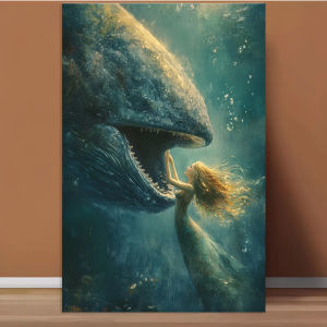 Jigsaw Puzzle Mermaid Dancing With Whale Underwater Scene Vibrant Blue Teal Art For Adults Family Fun Relaxing Brain Teaser