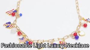Bracelet Necklace Earrings Set Patriotic Heart US Map Pendant Red White Blue Enamel Jewelry Independence Day Gift For Women