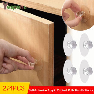 YESPERY 2/4pcs Crystal Diamond Shape Kitchen Cabinet Handle Transparent Self-adhesive Cupboard Drawer Handle Hardware Toilet Lid Lifter No Drilling Handles