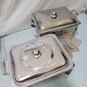 Prasmanan Stainless Wadah Saji Stainless Plus Kompor Penghangat 35 liter mirror polish